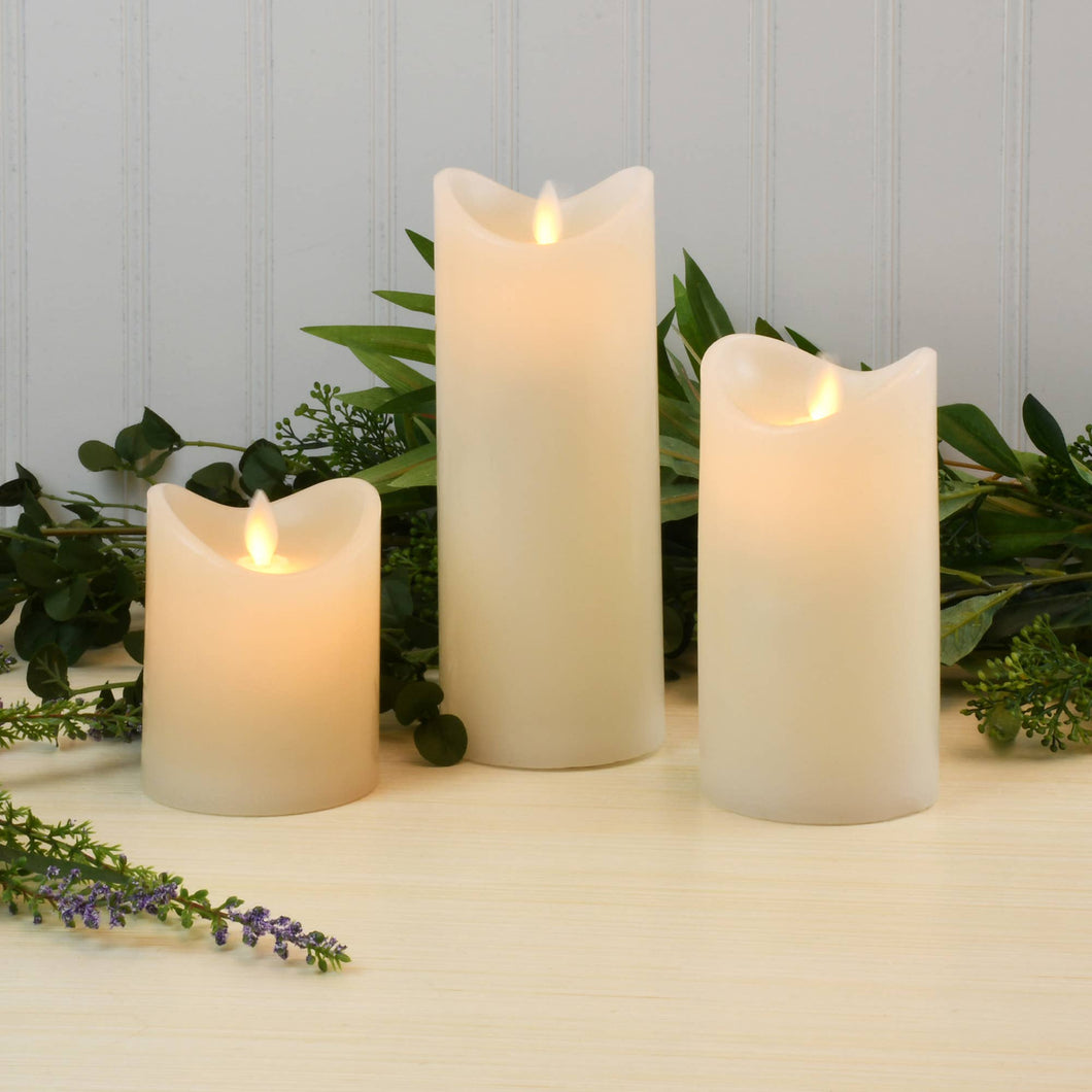 Battery Operated Led Wax Candles  - Set of 3