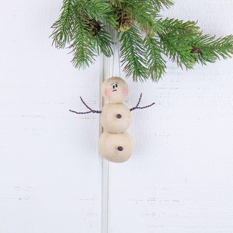 Mini Fabric  Snowman Ornament