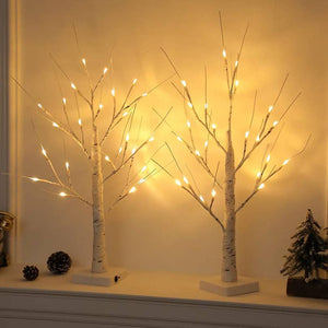 50CM Table Birch Tree 18 LED Battery Operated, Pack of 2