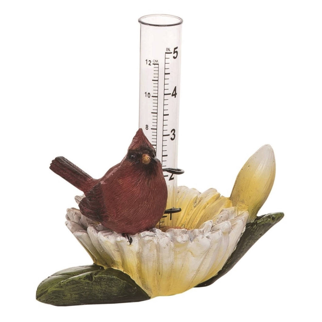 Resin 6 in. Multicolor Spring Bird in Flower Rain Gauge