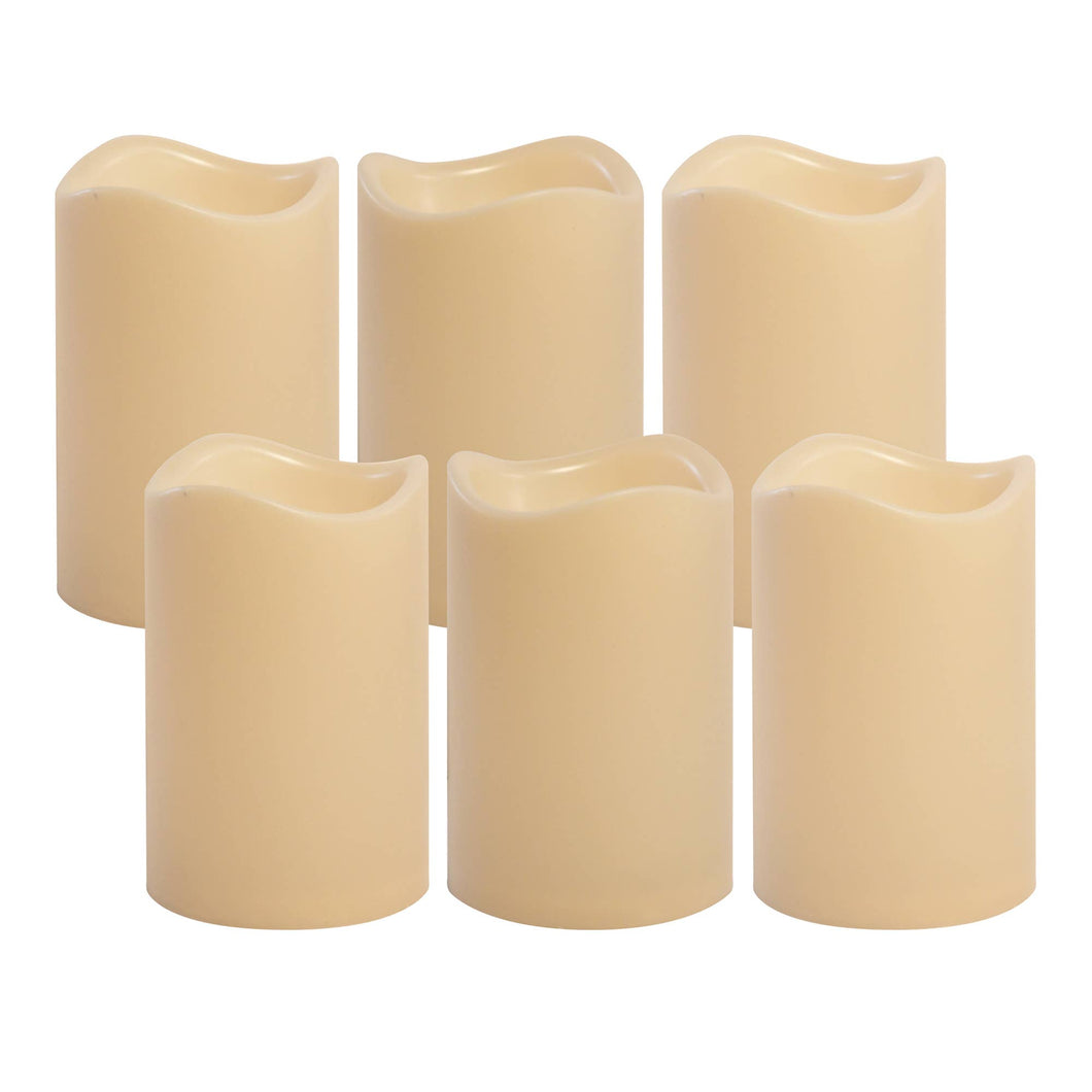 Battery Operated LED Pillar Candles - Set of 6
