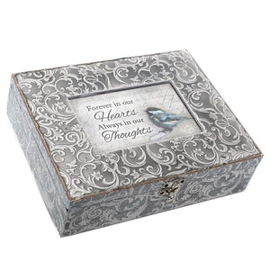 Forever In Our Hearts Grey Embossed Music Box
