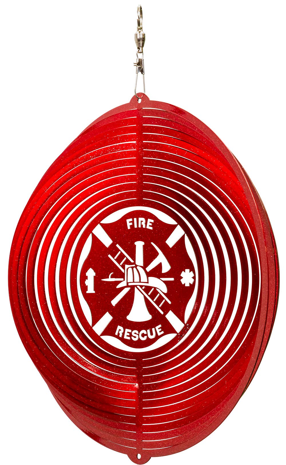 FIRE RESCUE CIRCLE Swirly Metal Wind Spinner
